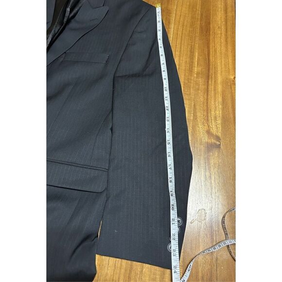Michael Strahan Collection Dual Vents Wool Blend Black Striped Blazer Jacket 42S - Picture 8 of 8
